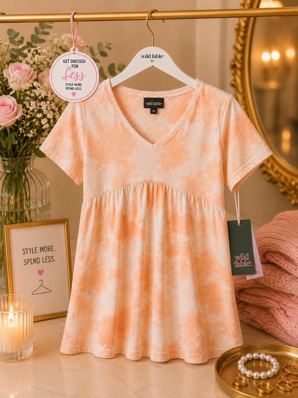Wild Fable Tie Dye Dress XS NWT Babydoll V Neck Flowy Summer Cute